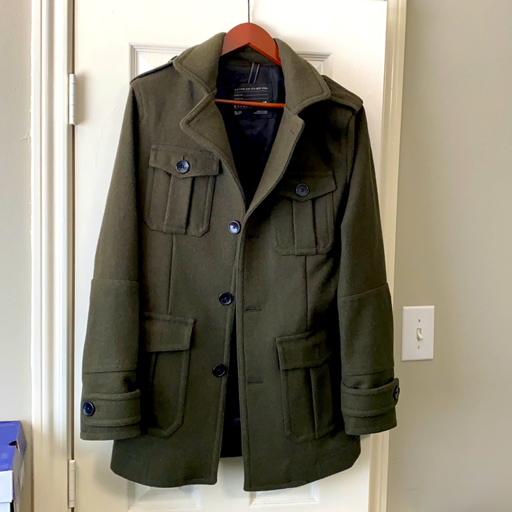 Express Men’s Military Wool Trench Coat Size Small